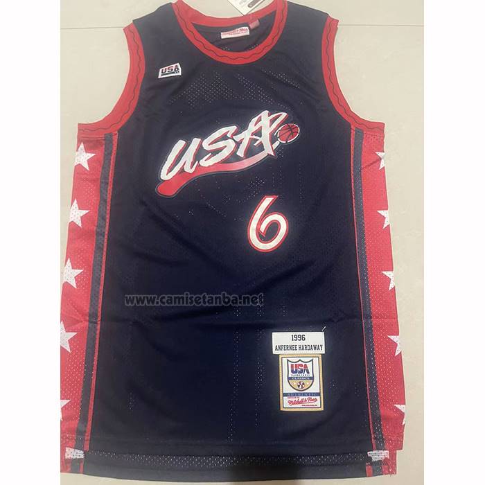 Camiseta USA 1996 Anfernee Hardaway NO 6 Azul